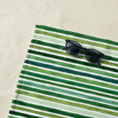 Groene schilderachtige strepen patroon strandlaken (In situ)