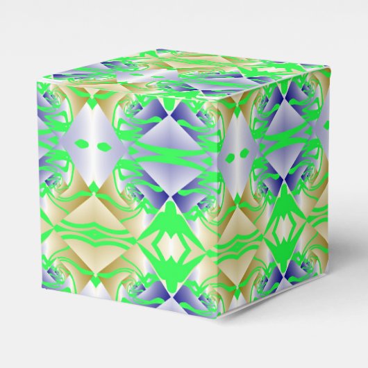 Groene schilderijen op diamantpatroon bedankdoosjes (Voorkant Zijde)