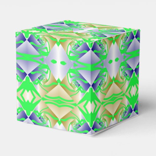 Groene schilderijen op diamantpatroon bedankdoosjes (Achterkant)