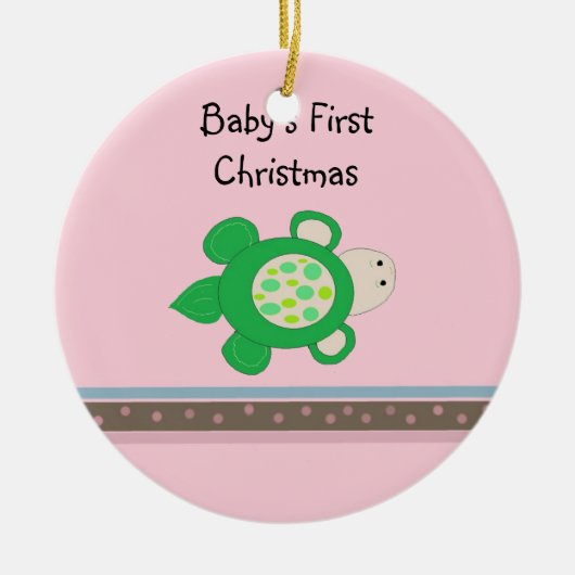 Groene Schildpad Baby's Eerste Kerstmis Keramisch Ornament (Voorkant)
