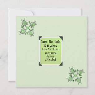 Groene schildpad dot art bewaar de datum, save the date