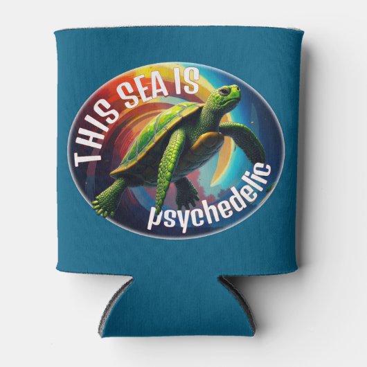 Groene Schildpad Drijvend in het astrale vlak Blikjeskoeler (Voorkant)