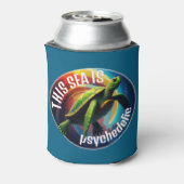 Groene Schildpad Drijvend in het astrale vlak Blikjeskoeler (Blikje Achterkant)