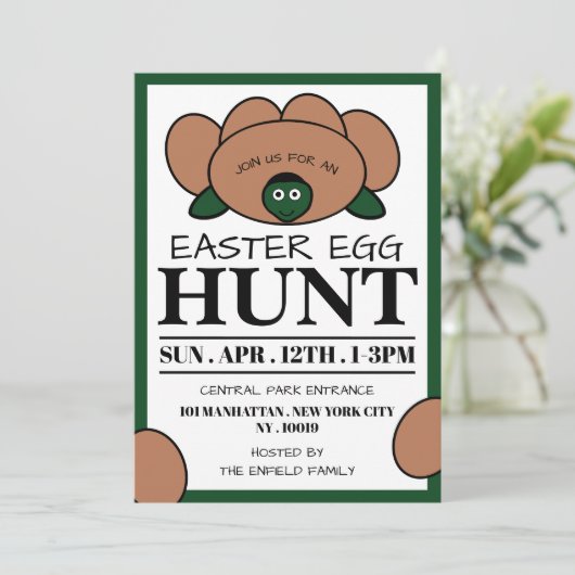 Groene schildpad Eieren, paaseieren Aankondiging (Staand voorkant)