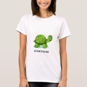 Groene schildpad en kalligrafie t-shirt