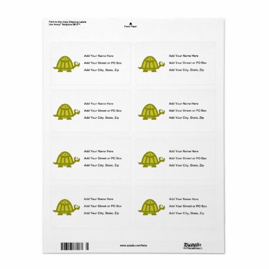 Groene schildpad etiket (Full Sheet)