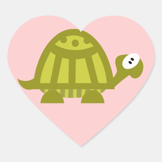 Groene Schildpad Hart Sticker (Voorkant)