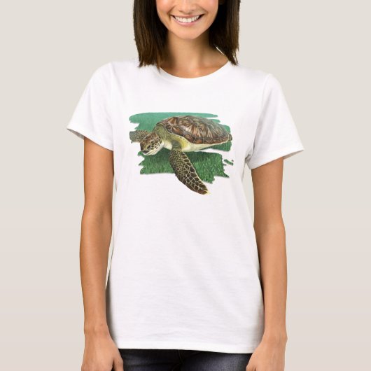 Groene schildpad in T-shirt met Habitat (Voorkant)