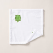 Groene schildpad met bloemen op wit bad handdoek (Wasdoekje)