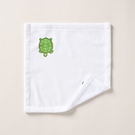 Groene schildpad met bloemen op wit bad handdoek (Wasdoekje)