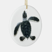 Groene schildpad met hatchling keramisch ornament (Rechts)