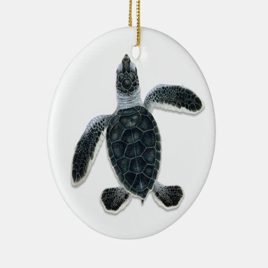 Groene schildpad met hatchling keramisch ornament (Rechts)
