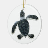 Groene schildpad met hatchling keramisch ornament (Links)