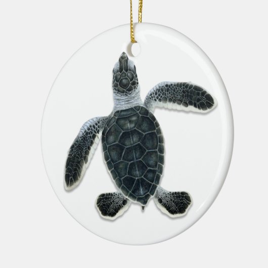 Groene schildpad met hatchling keramisch ornament (Links)