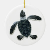 Groene schildpad met hatchling keramisch ornament (Achterkant)