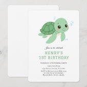 Groene Schildpad Onder het zee 1e verjaardag uitno Kaart (Voorkant / Achterkant)