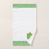 Groene schildpad op witte en kalkgroene badhanddoe bad handdoek (Handdoek)