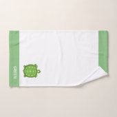 Groene schildpad op witte en limoengroene badhandd bad handdoek (Handdoek)