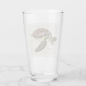 Groene schildpad over nicht Drink glas (Achterkant)