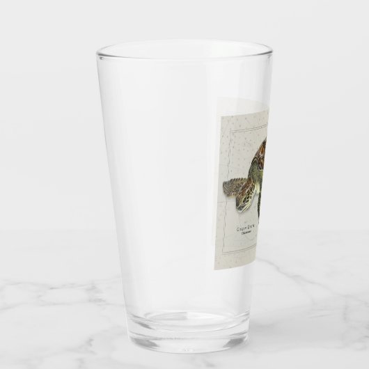 Groene schildpad over nicht Drink glas (Rechts)