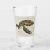 Groene schildpad over nicht Drink glas (Voorkant)