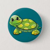 Groene schildpad ronde button 5,7 cm (Voorkant)