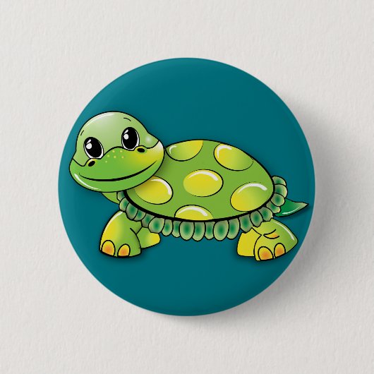 Groene schildpad ronde button 5,7 cm (Voorkant)