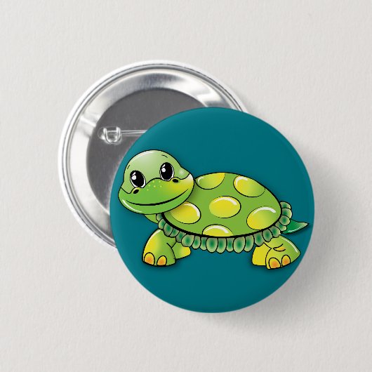 Groene schildpad ronde button 5,7 cm (Voorkant /achterkant)