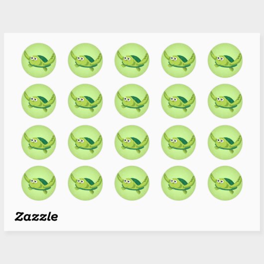 Groene Schildpad Ronde Sticker (Vel)