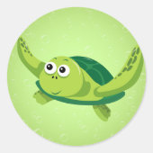 Groene Schildpad Ronde Sticker (Voorkant)