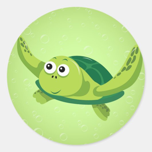 Groene Schildpad Ronde Sticker (Voorkant)