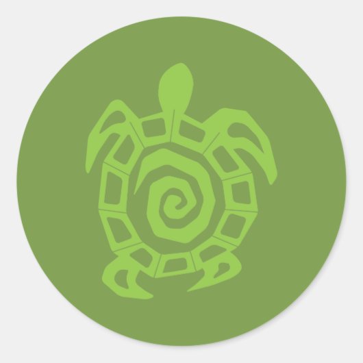 Groene schildpad ronde sticker (Voorkant)
