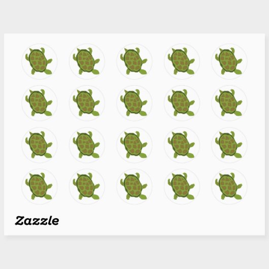 Groene schildpad ronde sticker (Vel)