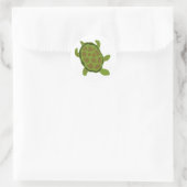 Groene schildpad ronde sticker (Tas)