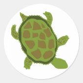 Groene schildpad ronde sticker (Voorkant)