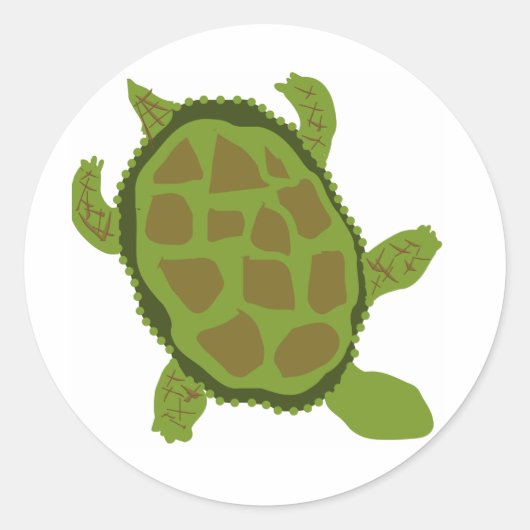 Groene schildpad ronde sticker (Voorkant)