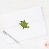 Groene schildpad ronde sticker (Envelop)