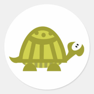 Groene schildpad ronde sticker