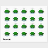 Groene schildpad ronde sticker (Vel)