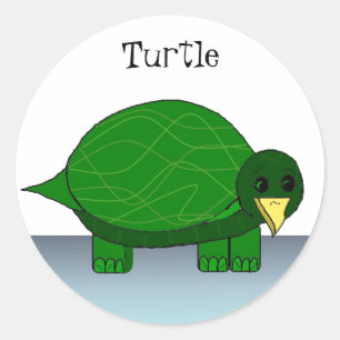 Groene schildpad ronde sticker