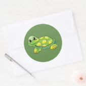 Groene schildpad ronde sticker (Envelop)