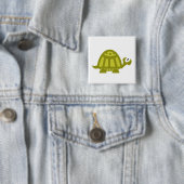 Groene Schildpad Vierkante Button 5,1 Cm (In situ)