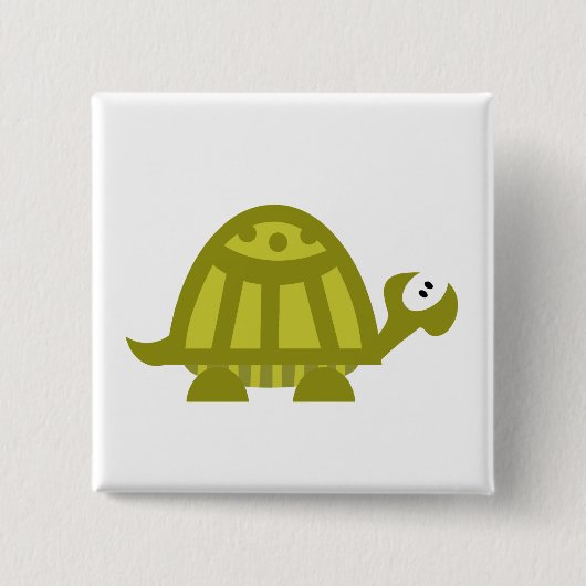 Groene Schildpad Vierkante Button 5,1 Cm (Voorkant)