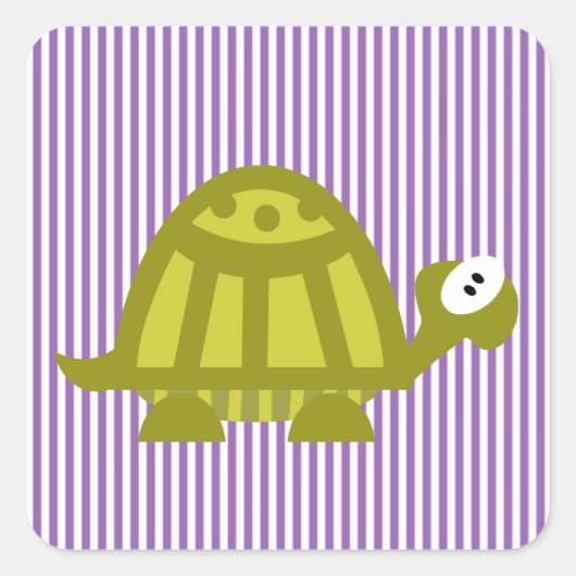 Groene Schildpad Vierkante Sticker (Voorkant)