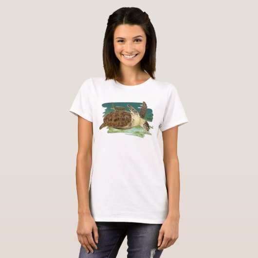 Groene schildpadden in T-shirt met Habitat (Voorkant volledig)