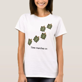 Groene schildpadden met bewerkbare tijd Marsj op t T-shirt