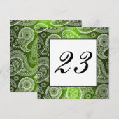 Groene schittering Witte kant Paisley Tafelnummer (Voorkant / Achterkant)