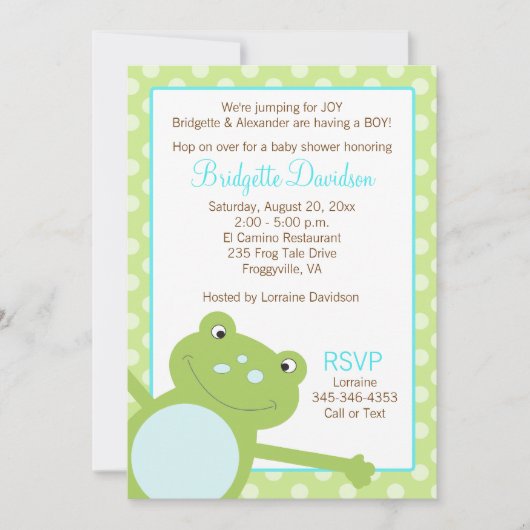 Groene schoeisel met gladde kikker Uitnodiging met (Voorkant)