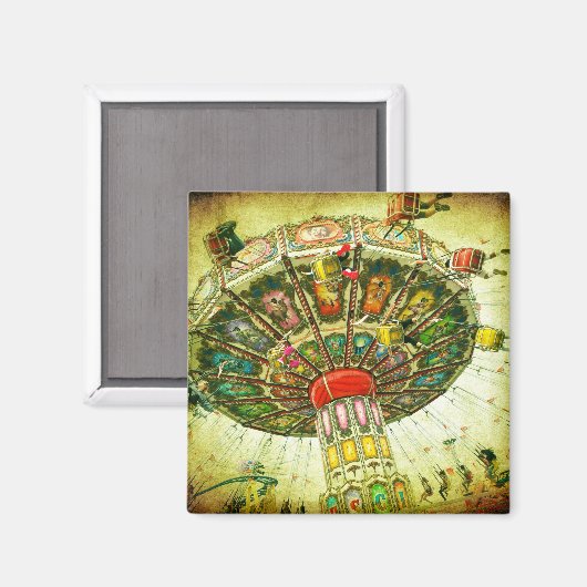 Groene schommel rit carnaval foto stijlvol magneet (Voorkant / Achterkant)