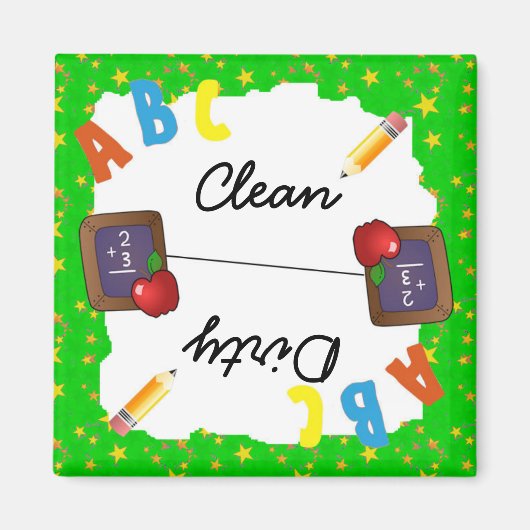 Groene Schone & Vuile School Krijtbord Magneet (Voorkant)